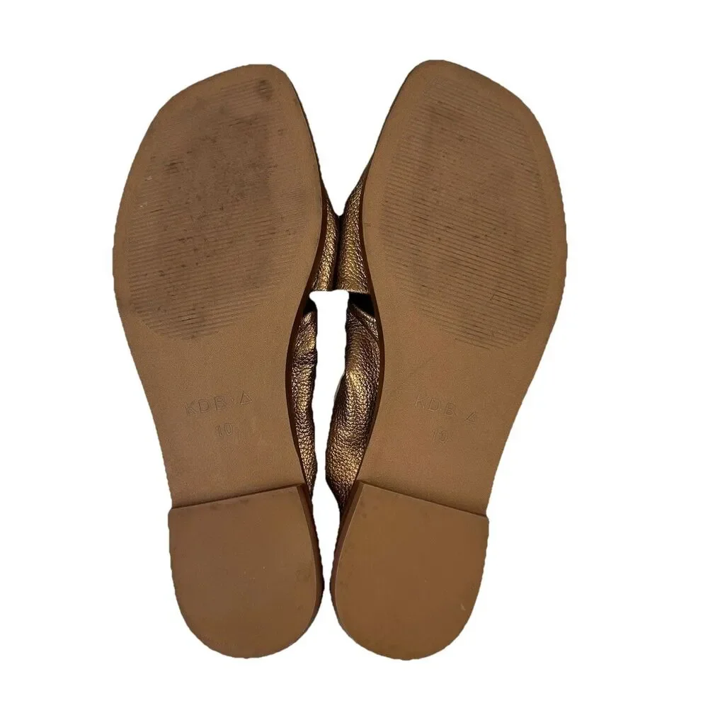 Kelsi Dagger Brooklyn Twist Size 10 Women's Gold Metallic Leather Slide Sandals